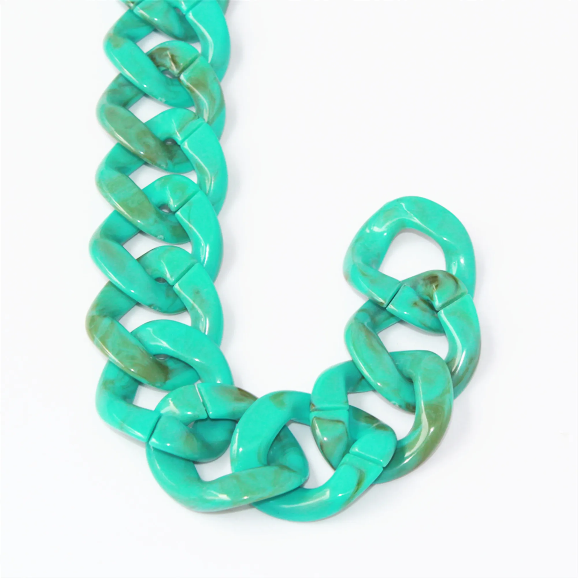

20pcs Marble Green Chunky Acrylic Curb Chain Links, Plastic Curb Chain Links, Open Link per Size 40mmx33mm