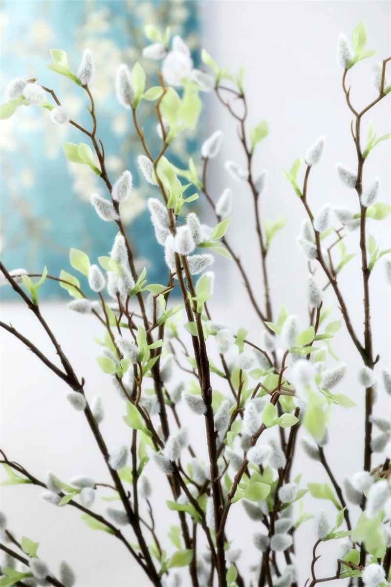 자세히 보기 - JAROWN 가짜 꽃 인공 식물 잎 밀란 잎 버드나무 새싹 가지
