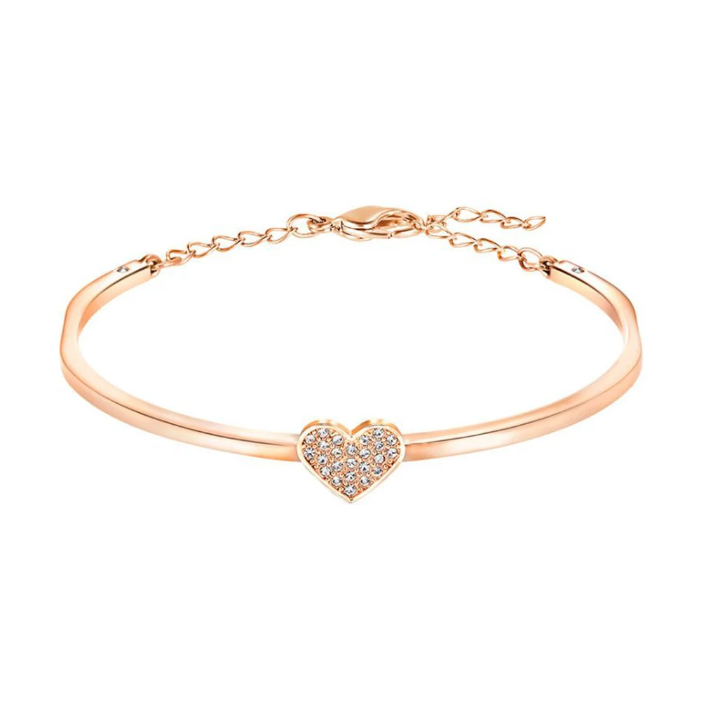 SWA New Cupid Bangle Double Color Heart Combination Elegant Love Pattern Crystal Give Lovers Best Commemorative Gift Set