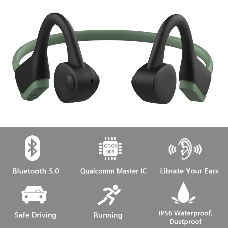 Bluetooth наушники спортивные беспроводные наушники костной проводимости качественные наушники наружная портативная гарнитура с микрофонными гарнитурами