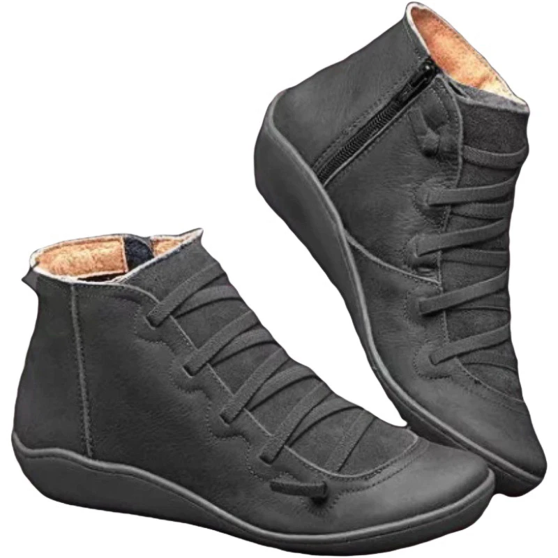 ; женские осенние повседневные ботильоны из искусственной кожи на шнуровке; ботинки на плоской подошве; британский стиль; M88 - Цвет: Gray