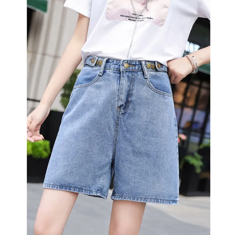 Короткие женские джинсовые шорты для женщин летние повседневные однотонные короткие джинсы женские s с карманами и высокой посадкой шорты