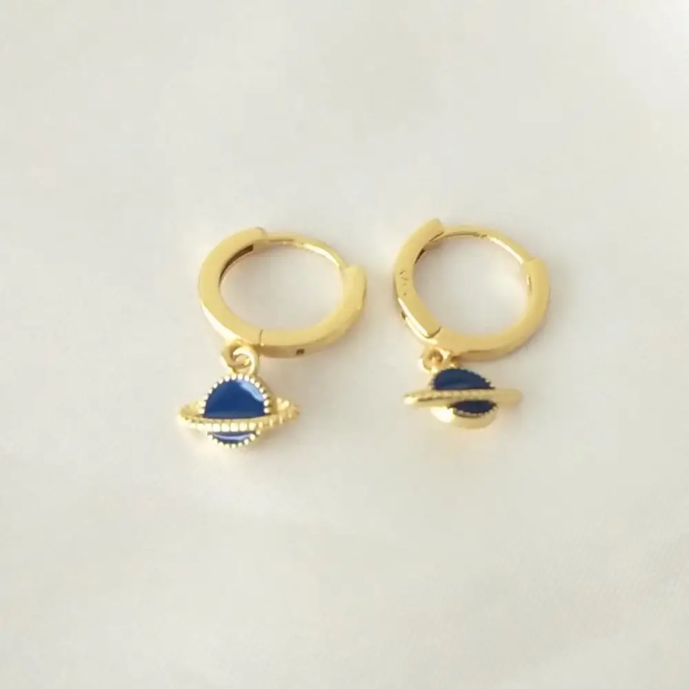 

LOZRUNVE Factory Customized Enamel Planet Dangle Earring Jewelry 925 Silver
