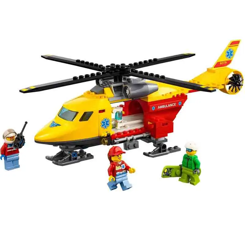 

208pcs City Series Rescue Ambulance Helicopter Building Block Compatible Legoinglys City Educational DIY Toy for Children Gift