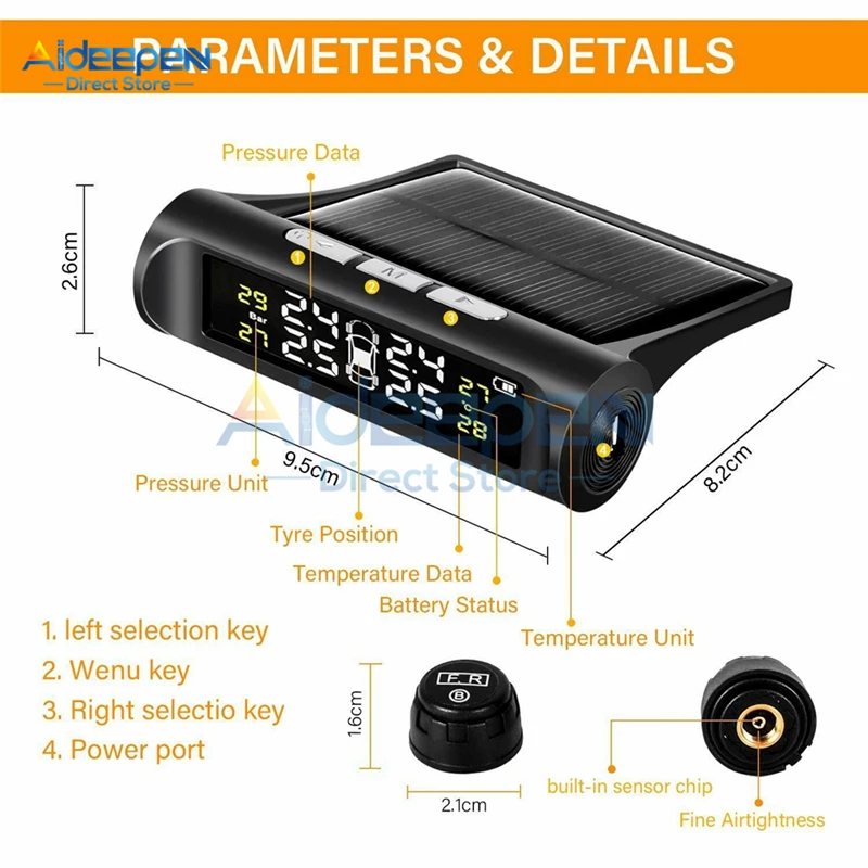 Солнечная энергия/usb зарядка TPMS автомобильная система контроля давления в шинах с ЖК-цифровым дисплеем датчик давления в шинах Автосигнализация инструмент