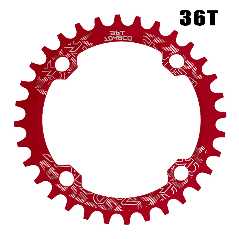 round 36T red 104BCD круглая цепь колеса узкая широкая цепь MTB болты горный велосипед 32T 34T 36T 38T шатуны один зуб пластина часть - Цвет: round 36T red