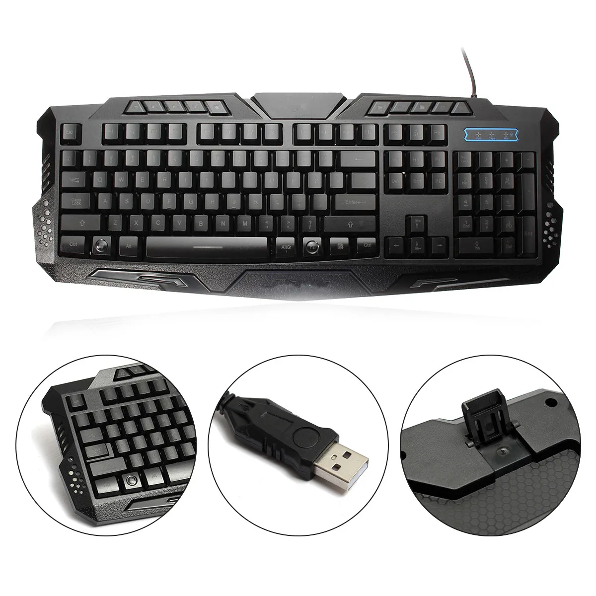 LEORY M200 USB 3 цвета английская клавиатура с подсветкой светодиодный USB Проводная красочная дышащая водонепроницаемая компьютерная трещина игровая клавиатура