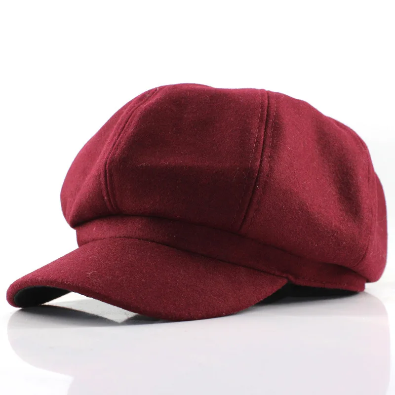 Онлайн знаменитости Англия сплошной цвет шерсть восьмиугольная шапка детей осень и зима стиль козырек шляпа Повседневная универсальная для молодых мужчин - Цвет: 6