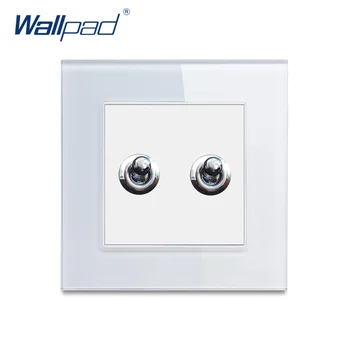 

Wallpad 2 Gang 2 Way Wall Light Switch Toggle Button Luxury Tempered Glass Panel 86*86mm 16A 110-250V