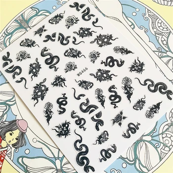

WG466 WG467 Complete snake bent and broken 3D Back glue Nail Art Stickers Decals Sliders Nail ornament decoration