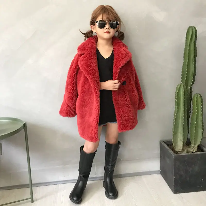 

2021 Autumn Winter Fashion Baby Girl Jacket Faux Fur Thick Toddler Warm Sheep Like Coat Wool Baby Outwear Girls Clothes G183