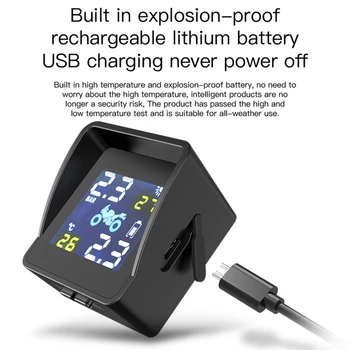 

High-precision Solar TPMS Tire Pressure Tyre Temperature Monitoring Alarm System Wireless Motorcycle Replacement Parts