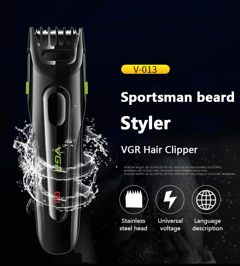 VGR, профессиональная Мужская электрическая машинка для стрижки волос, для дома, USB, триммеры, угловая бритва, машинка для стрижки волос, беспроводные машинки для стрижки