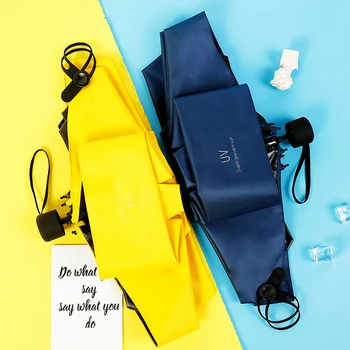 

Women's Mini Sunscreen Vinyl Coated Umbrella Female Portable Five-Fold Pocket Umbrella Brand Windproof Umbrella Umbrella Childre