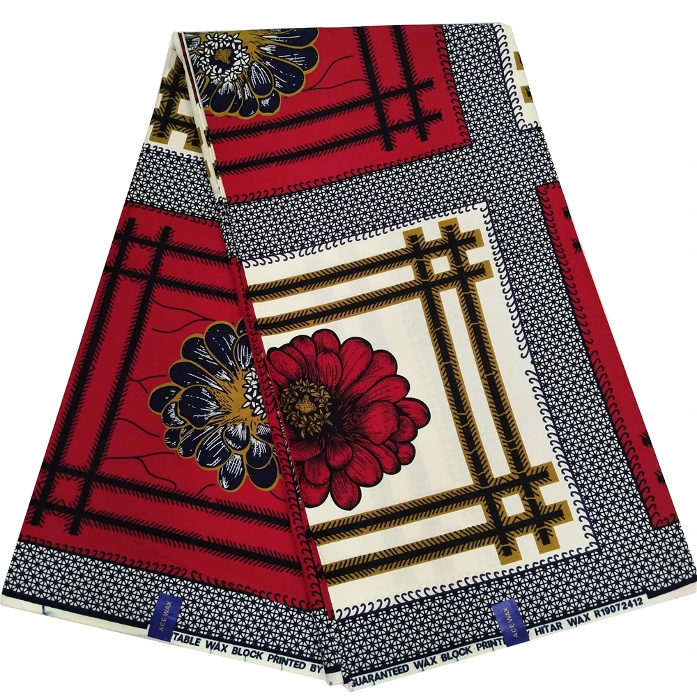Гарантированная африканская ткань, восковая печать, настоящий голландский воск, высокое качество, Анкара, ткань, настоящая восковая ткань, хлопок, 6 ярдов