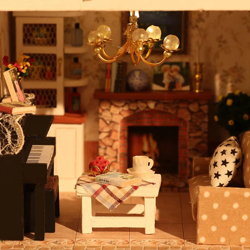 Румбокс DIY миниатюрная домов, чтобы построить лунный замок с деревянная мебель для дома игрушки для детей рождественские подарки на день рождения