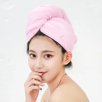 Günstig BBSET Frauen Bad Super Saugfähig Schnell Trocknend Dicker Stickerei Bad Handtuch Haar Trocken Kappe Salon Handtuch Schnelle Trocknung Haar Handtuch