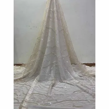 

Amazing hand-made design French net lace fabric nice evneing tulle fabric for sewing dress HNZ294(5yards/lot)