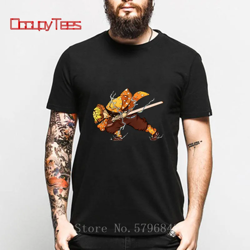 

2020 Ukiyo E Breath Of Thunder Demon Slayer T Shirts Men Cotton T-Shirt Kimetsu No Yaiba Kamado Nezuko Zenitsu Tee Short Sleeve