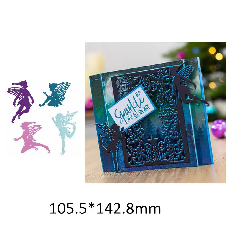 

4pcs Cute Elf Cartoon Human Wing Different Forms Metal Cutting Dies DIY Template Handcraft Scrapbook Album Make Card New Die Cut