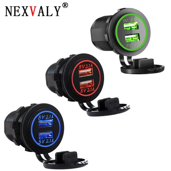 

NEXVALY Dual USB Car Charger 4.2A LED Light Display Waterproof USB Power Socket for Motorcycle Auto Truck ATV Boat