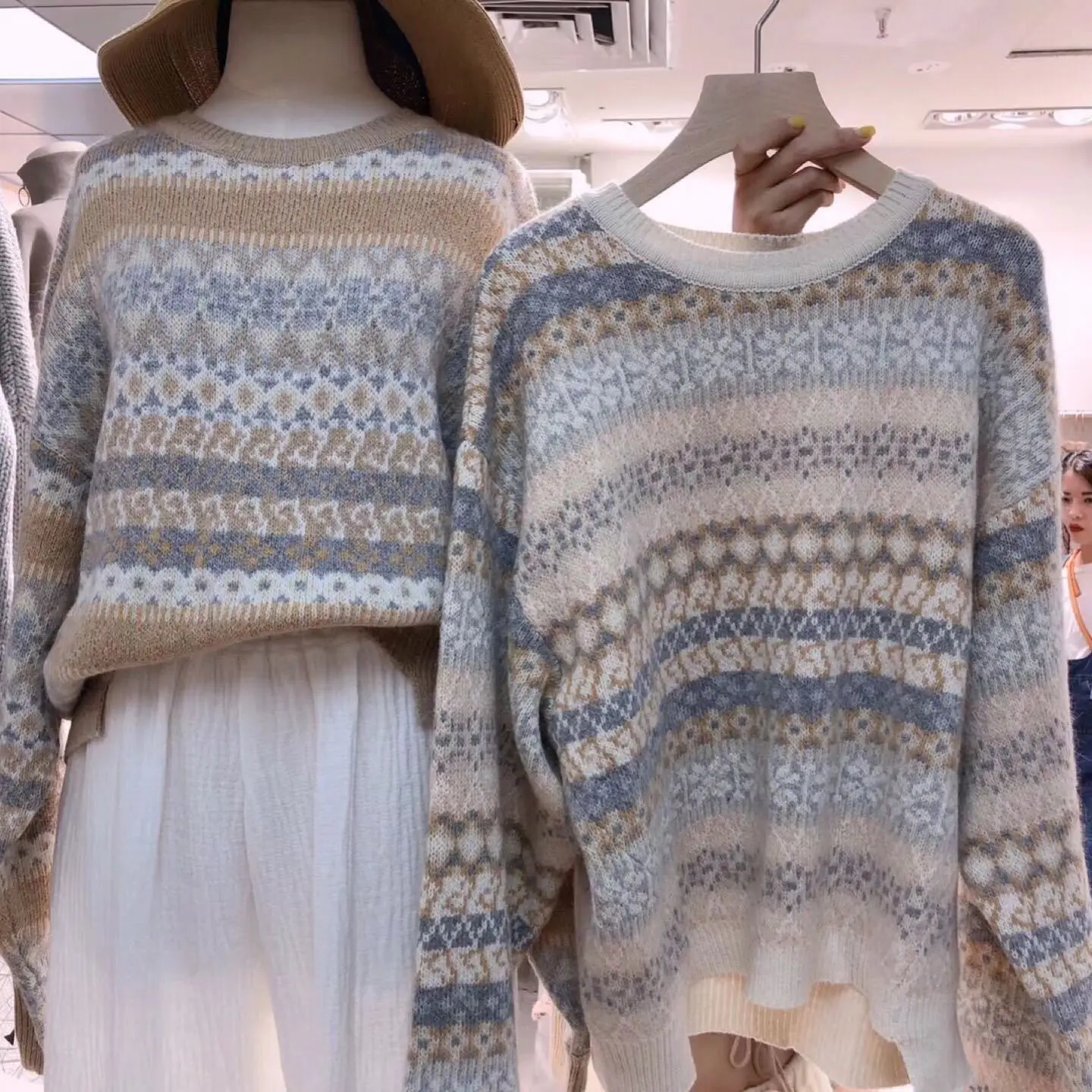 

Vintage Scandinavian Sweater Woman Lazy Winter Vintage Archery Jacquard National Wind-line Thick Stick 2019 New Sweater Women
