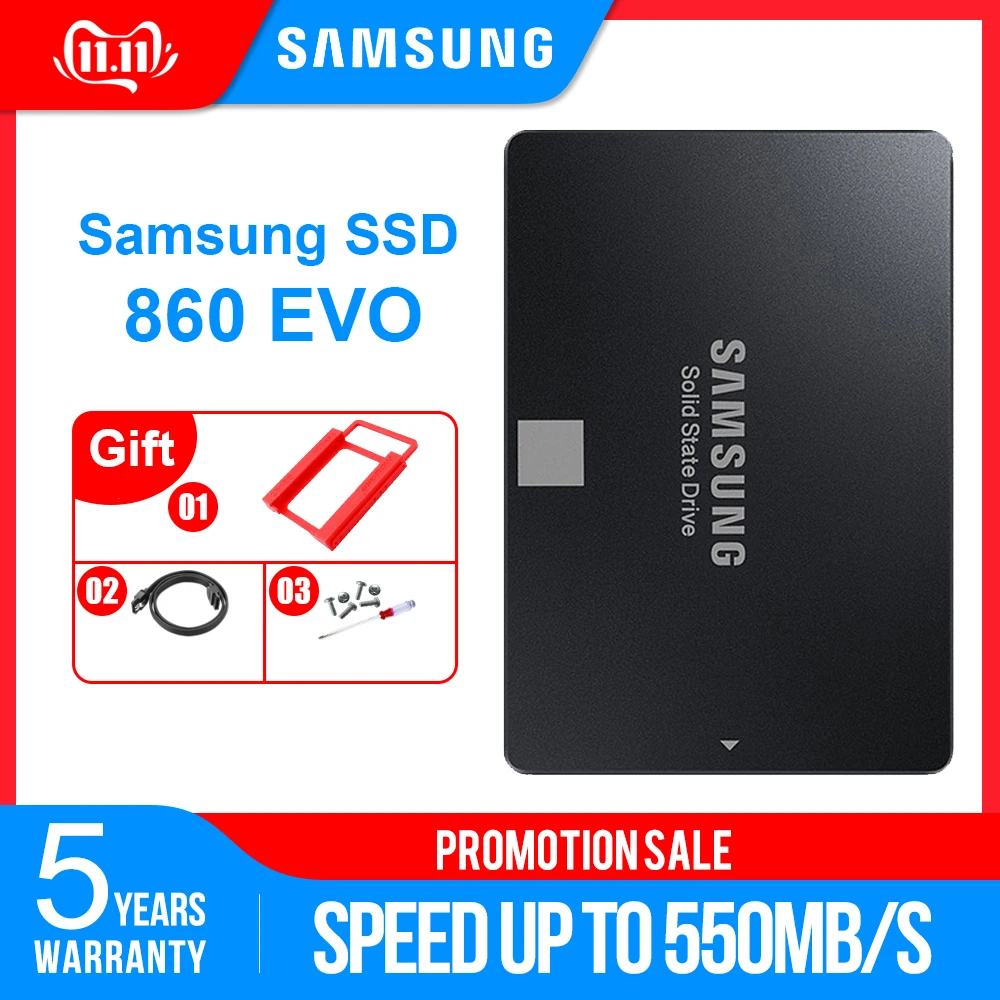 SAMSUNG внутренний EVO SSD 860 250 GB 500 GB 1 ТБ 2 ТБ 4 ТБ твердотельный диск 2,5 дюйма SATA3 ноутбуков настольных ПК TLC Disco жесткий диск SSD SATA III