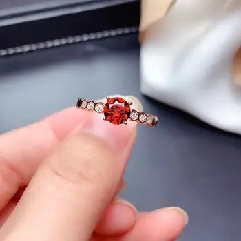 

Natural And Real Garnet Ring Wedding Engagement Rings for Women 925 sterling silver Ring