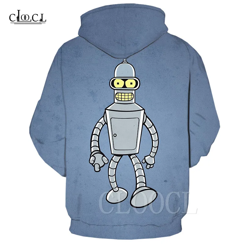 Мультяшный крутой робот в стиле хип-хоп, уличная одежда Futurama, аниме, худи для мужчин и женщин, топы с капюшоном, толстовки с 3D принтом, модная Толстовка Harajuku