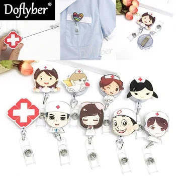 

Cartoon Retractable Pull Badge Reel ID Lanyard Name Tag Card Badge Holder Reels Doctor Nurse Office Supplies