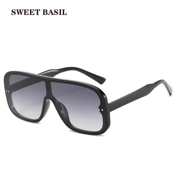

SWEET BASIL 2020 Oversize Square Sunglasses Women Large Frame Black Sun Glasses Wind Men Retro Flat Top Eyewear Gradient UV400