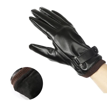 

Winter Gloves Men Genuine Leather Gloves Touch Screen Real Sheepskin Black Warm Driving Gloves Mittens New Arrival