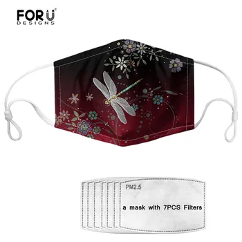 

FORUDESIGNS Gradient Red Dragonfly Mask Adult Kids 2020 Reusable Washable Face Mask with 7 Filters tapabocas Anti Air Dust Mask
