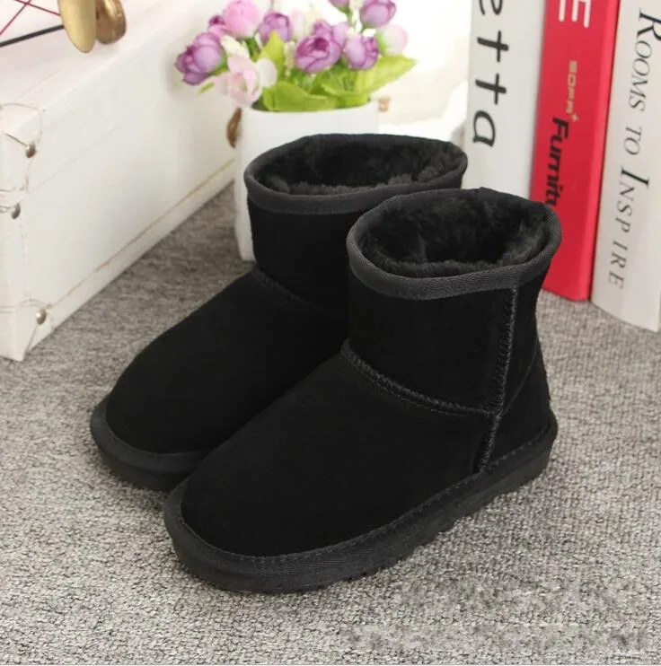 Детская обувь для малышей; детские зимние теплые ботинки; обувь для мальчиков и девочек; зимние ботинки; большие размеры 21-35 - Цвет: Black
