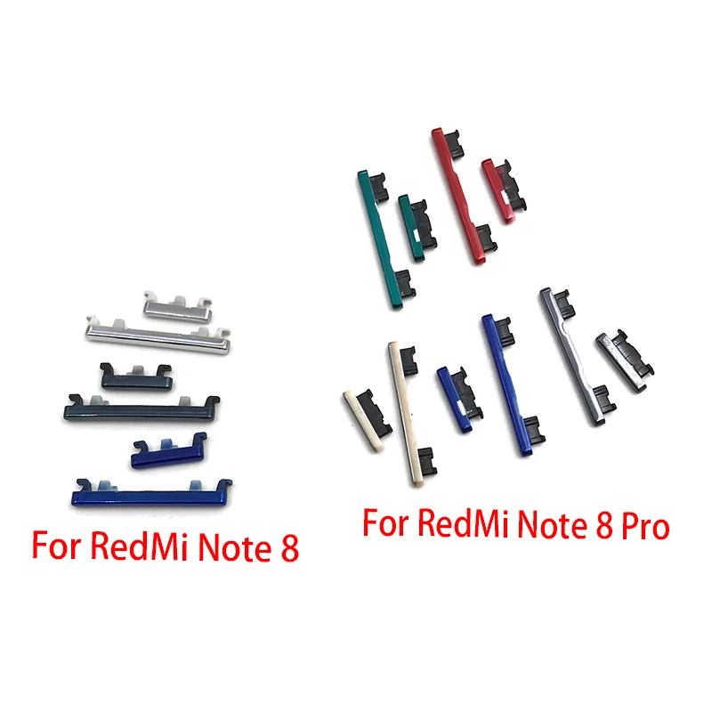 2pcs/lot For Xiaomi Redmi Note 8 Pro Side Keys Power and Volume Buttons
