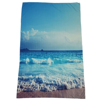 

Beach Tapestry Ocean Decor Tropical Island Paradise Beach at Sunset Time with Waves and the Misty Sea Image Wall Hanging Tapestr