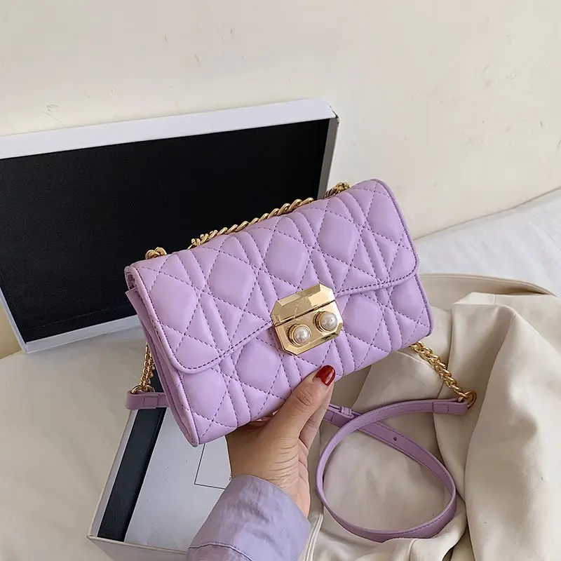 

Luxury women's bag embroidered thread chain soft shoulder bag PU leather bag designer 2020 new women's bag mouth red bag