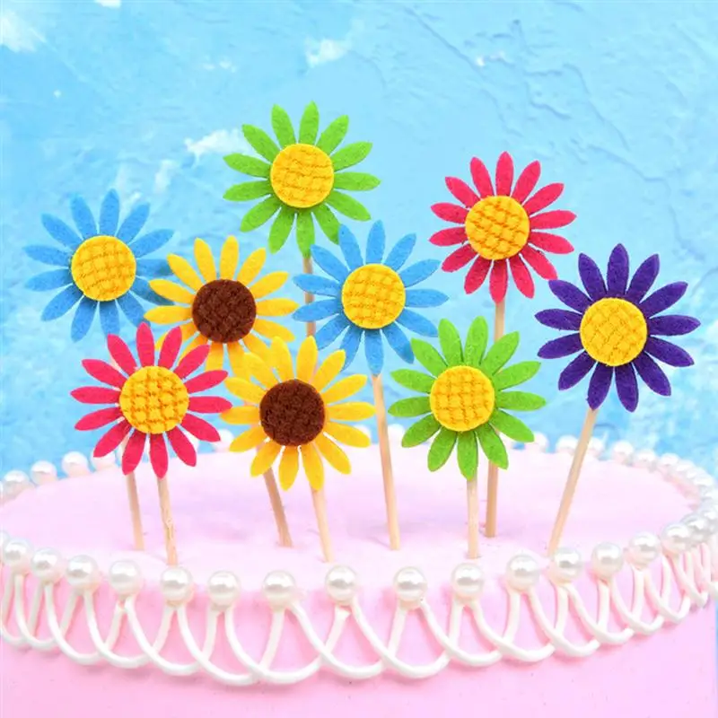 30pcs Sunflower Cake Topper Lovely Cake Picks Cupcake Toppers Decor Party Supplies For Wedding Birthday Festival Babyshower