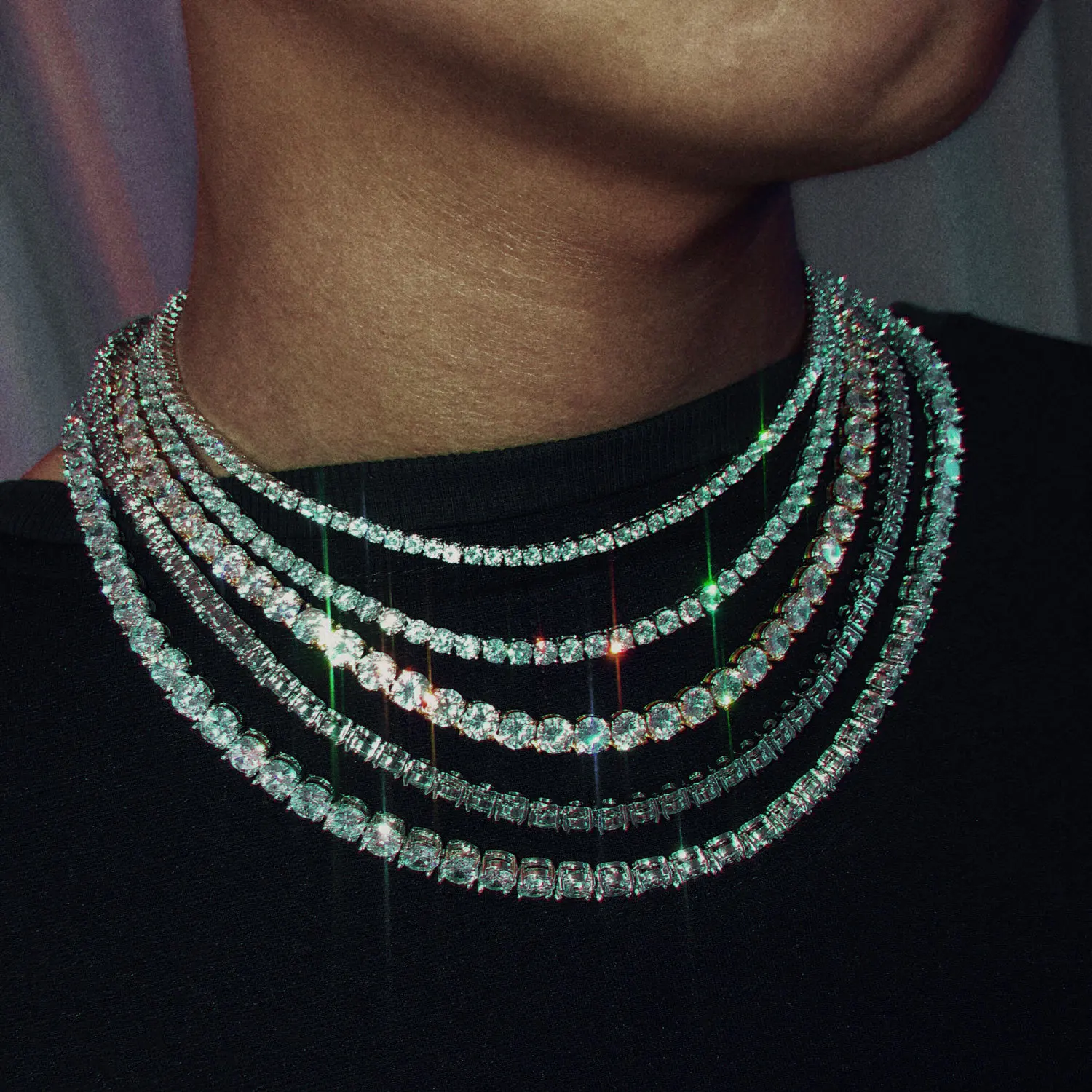 4mm 5mm 6mm 1 Row Shiny Tennis Chain 
