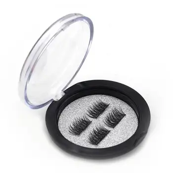 

2 Pairs /4PCS 3D Magnetic Eyelash False Eyelash Make Extension up Magnetic Magnet Eyelashes Full Lashes Strip Fake Double E A4M1