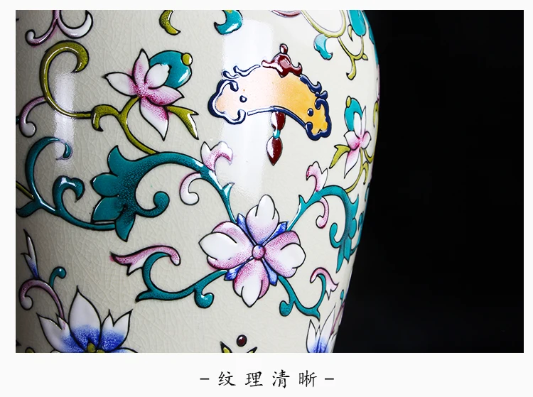 Hand painted i pastel, European style, vase new Chinese style, entwined lotus, ceramic vase, modern porch, antique shelf