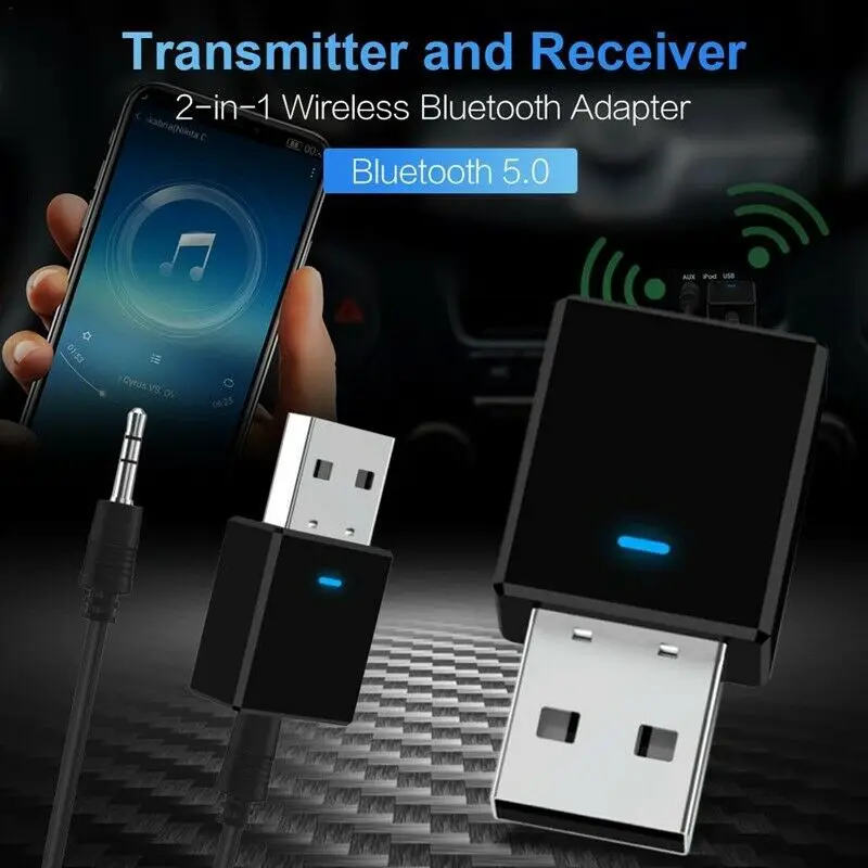 Bluetooth 5,0 приемник передатчик мини стерео Bluetooth USB 3,5 мм разъем аудио для ТВ ПК автомобильный комплект беспроводной адаптер