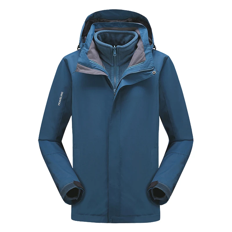 Men Blue JACKSANQI для мужчин и женщин 2 шт. походные куртки для спорта на открытом воздухе ветровка для скалолазания кемпинга треккинга лыжного спорта мужские термо пальто RA357 - Цвет: Men Blue