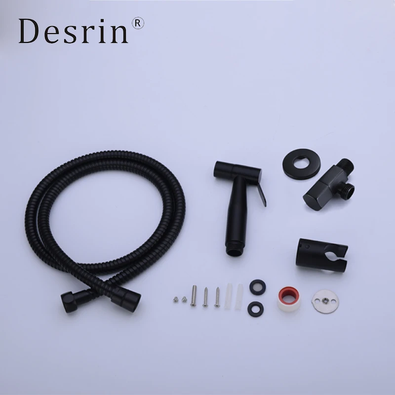 9030-02 Desrin с фабрики матовый черный 304 нержавеющая сталь ручной биде спрей Туалет Shattaf Опрыскиватель набор - Цвет: 9030-02