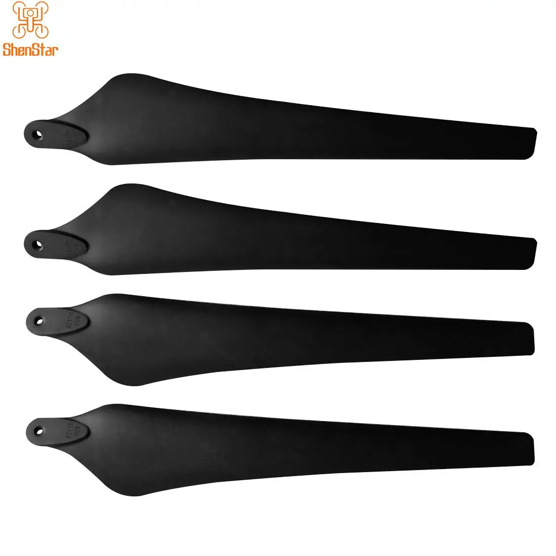 Hélice pliante carbone 2170 CW CCW, paire de pales noires avec finition brillante sur fond blanc