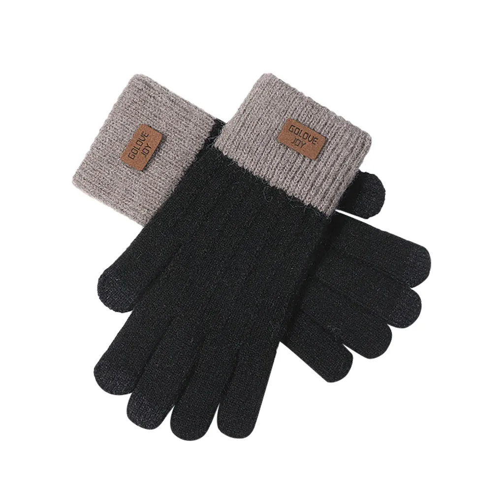 Женские милые теплые перчатки для мобильного телефона, мягкие хлопковые зимние перчатки - Цвет: 1