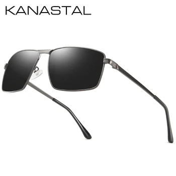 

KANASTAL Square Alloy Sunglasses Men Polarized Brand Designer Men Vintage Mirror Shades Lens Eyewear Driving Sun Glasses UV400