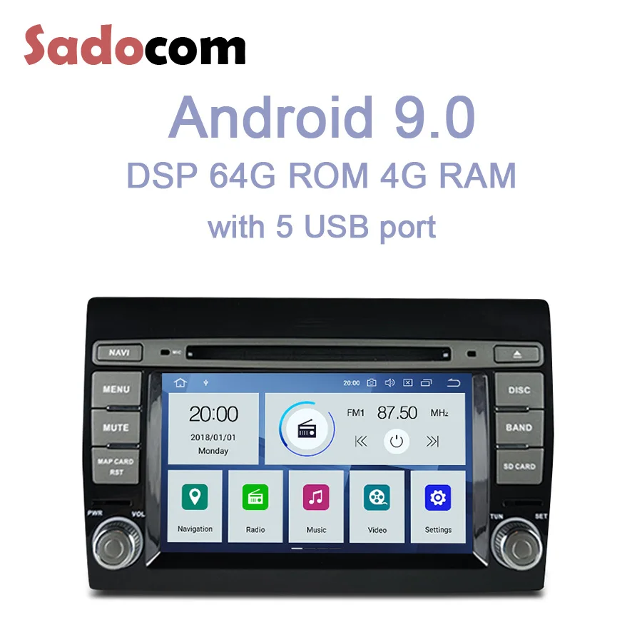 " PX6 2 din Android 9,0 автомобильный dvd-плеер 6 ядер 64 Гб rom 4 Гб ram DSP навигация Авторадио wifi для Fiat BRAVO 2007-2009 2011 2012