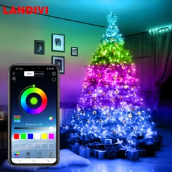 LANDIVI App Remote Control Christmas Tree Decoration Custom LED String Lights for Xmas Wedding Home Decoration