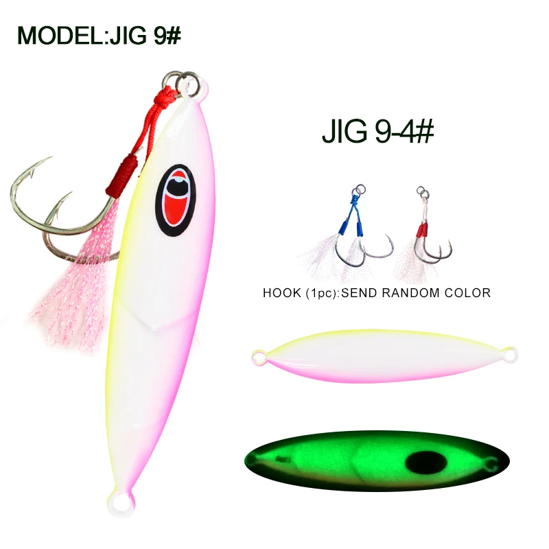 OBSESSION80g100g120g150g200g250g Slow Sinking Jig Artificial Glow Metal  Bait Jigs Japan Laser Saltwater Fishing Lure Assist Hook